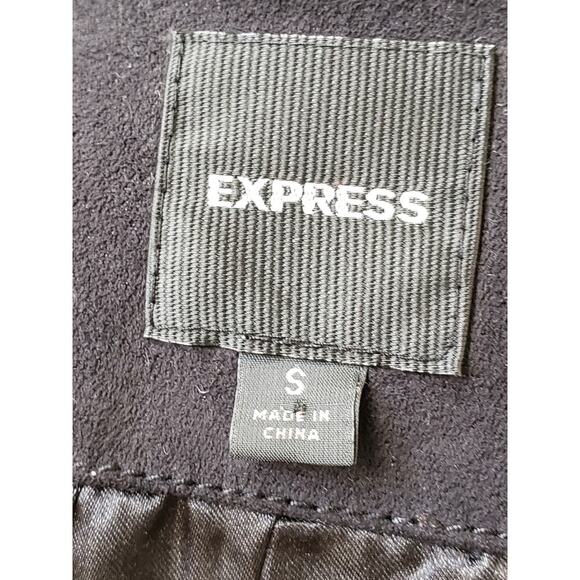 Express Suede Jacket Women Small Black Eyelet Embellished Long Sleeve Open Front - Picture 3 of 12